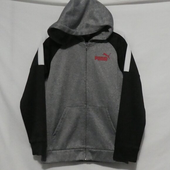 PUMA | size 8 - kids | Long Sleeve Zip-Up Hooded Sweatshirt With Pockets - Picture 1 of 16